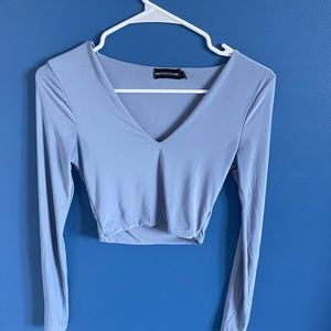 Pretty little thing blue cropped long sleeve